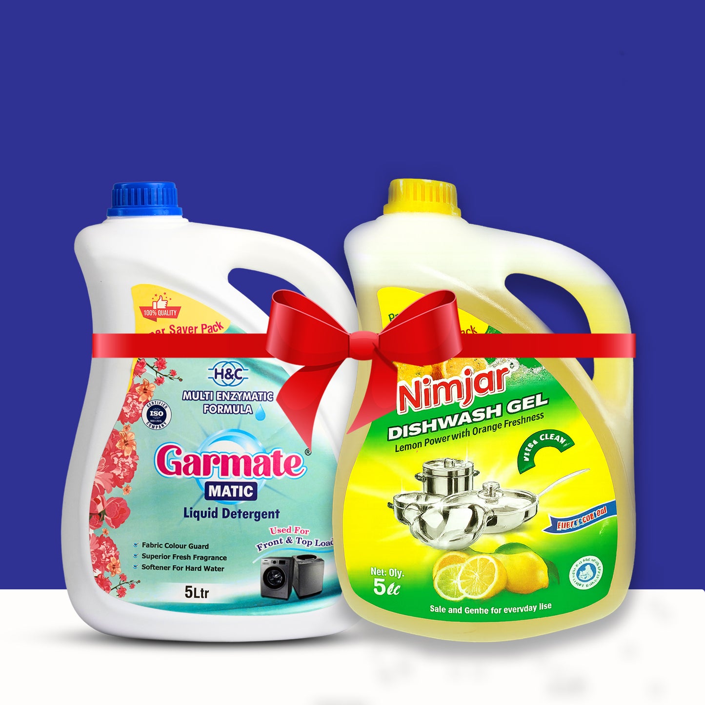 Garmate MATIC Liquid Detergent + Nimjar Dishwash Gel Offer - 5+5 Liters (Super Saver Packs)