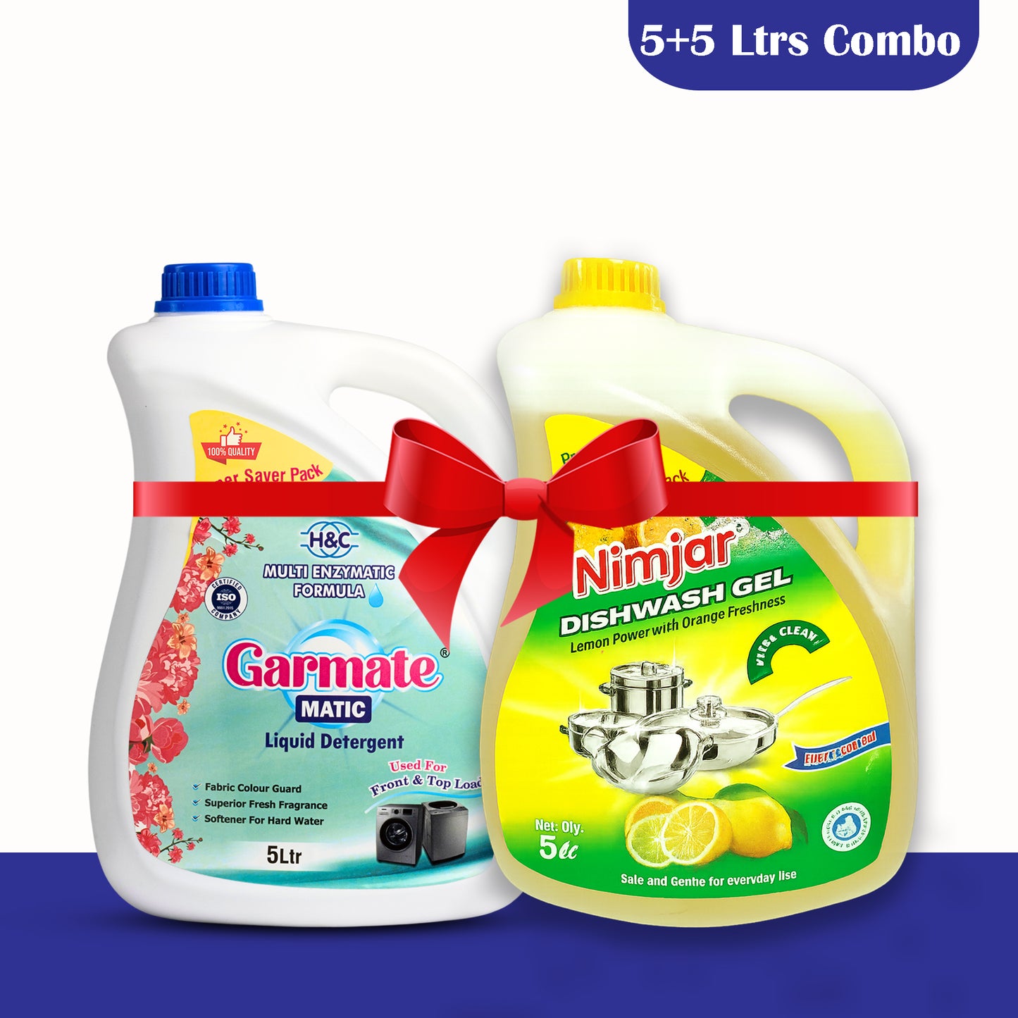 Garmate MATIC Liquid Detergent + Nimjar Dishwash Gel Offer - 5+5 Liters (Super Saver Packs)
