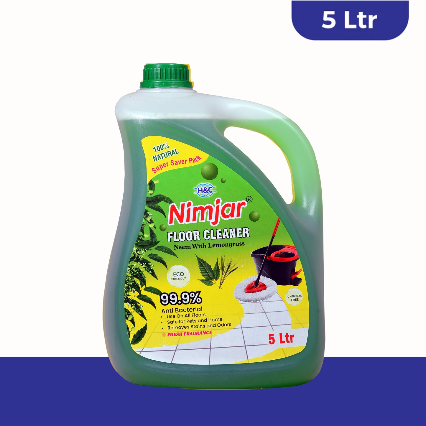 Nimjar Floor Cleaner 5 Liter, 100% Herbal & Natural (Super Saver Pack)